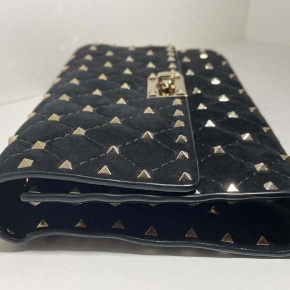 Valentino Garavani Rockstud Spike Black Velvet Wallet on Chain ✨ - Picture 3 of 8